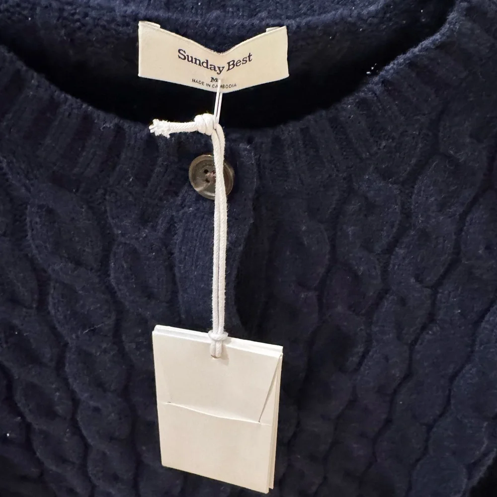 Aritzia Sunday Best Taylor Navy Cable Knit Cardigan - Picture 3 of 5